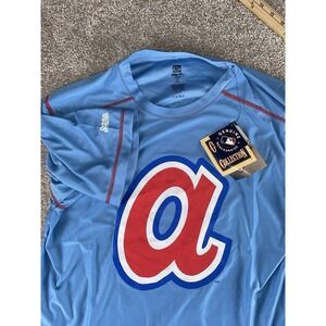 cooperstown collection jersey atlanta Braves Light Blue Mens L MLB Performance